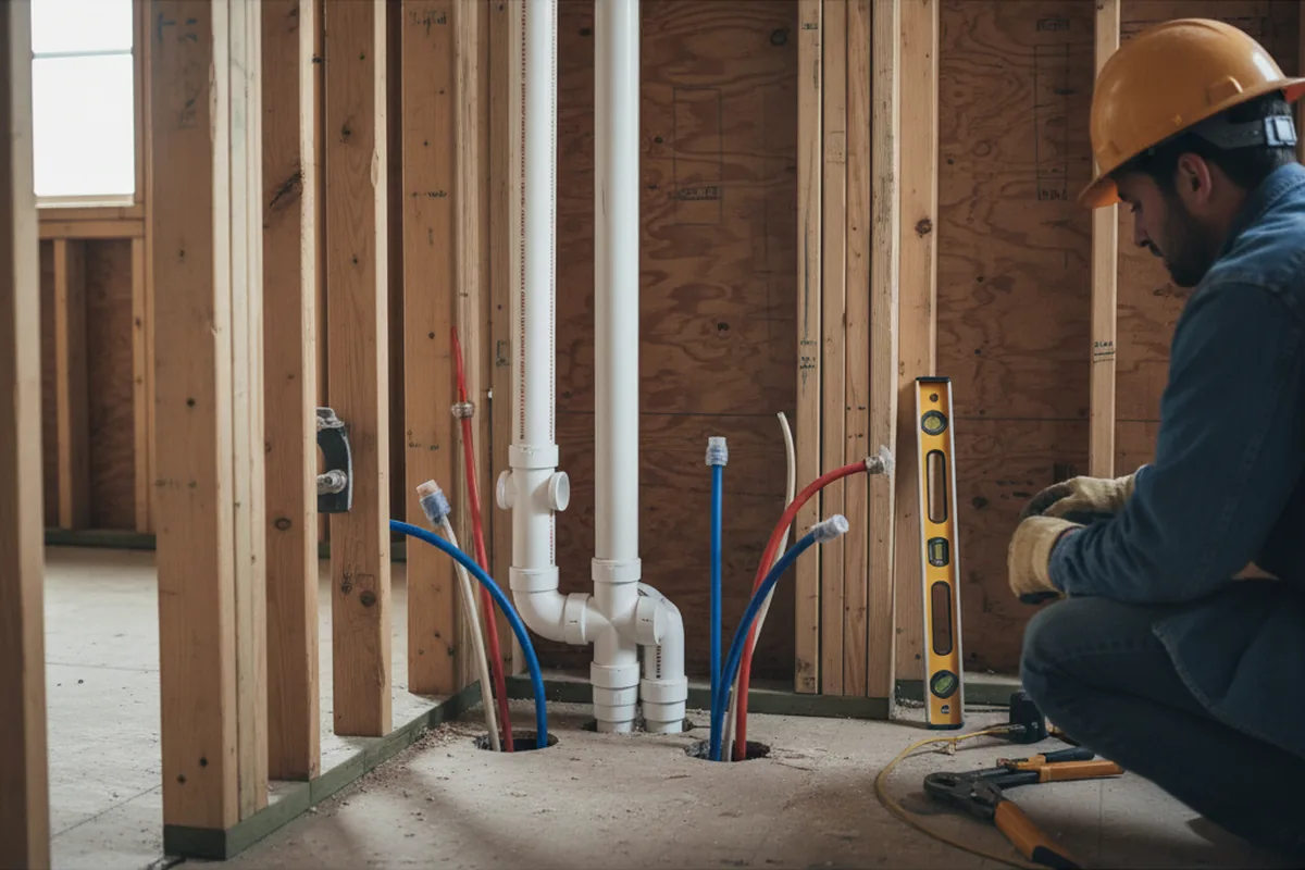 Drain and supply rough-in during Toilet Repair and Installation in Premium